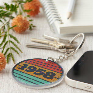 Personalised vintage 65th birthday party gifts key ring