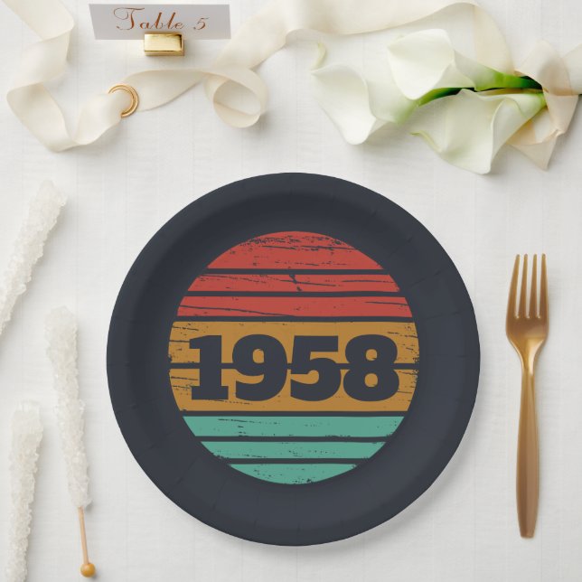 Personalised vintage 65th birthday party gifts paper plate (Wedding)