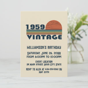 Personalised vintage 65th birthday party invitation