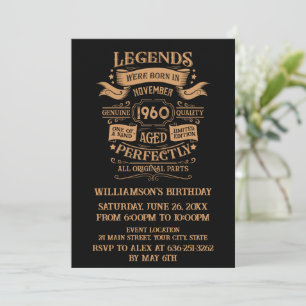 Personalised vintage 65th birthday party invitation