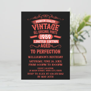 Personalised vintage 65th birthday party invitation