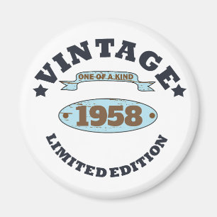 Personalised vintage 65th birthday party magnet