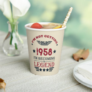 Personalised vintage 65th birthday party paper cups