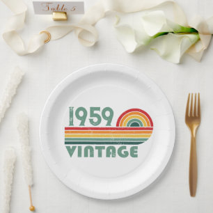 Personalised vintage 65th birthday party paper plate