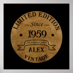 Personalised vintage 65th birthday party poster