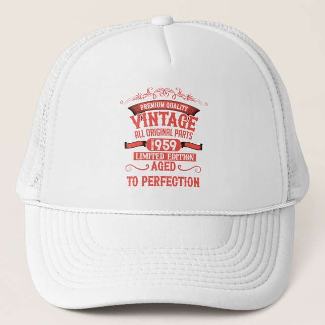 Personalised vintage 65th birthday party trucker hat (Front)