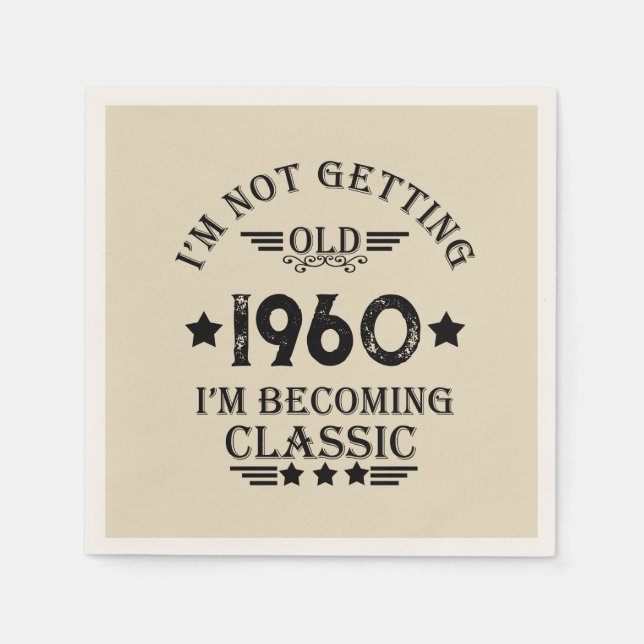 Personalised vintage 65th birthday sixty five napkin (Front)