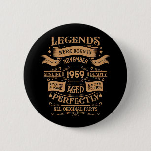 Personalised vintage 65th birthday whiskey label 6 cm round badge