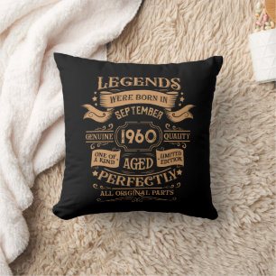 Personalised vintage 65th birthday whiskey label cushion