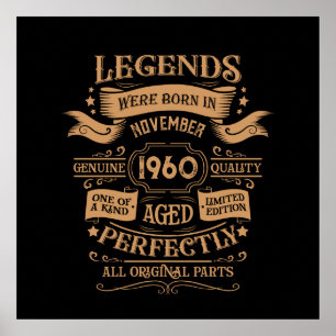 Personalised vintage 65th birthday whiskey label poster