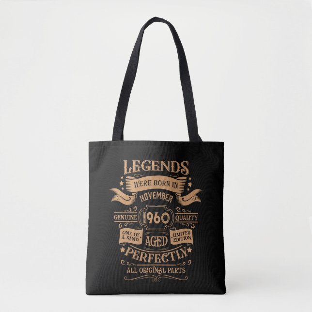 Personalised vintage 65th birthday whiskey label tote bag (Front)