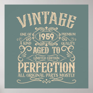 Personalised vintage 65th birthday whiskey themed poster
