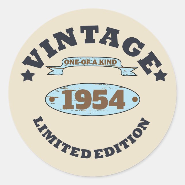 Personalised vintage 70th birthday classic round sticker (Front)