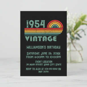 Personalised vintage 70th birthday cocktail party invitation