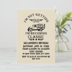 Personalised vintage 70th birthday cocktail party invitation