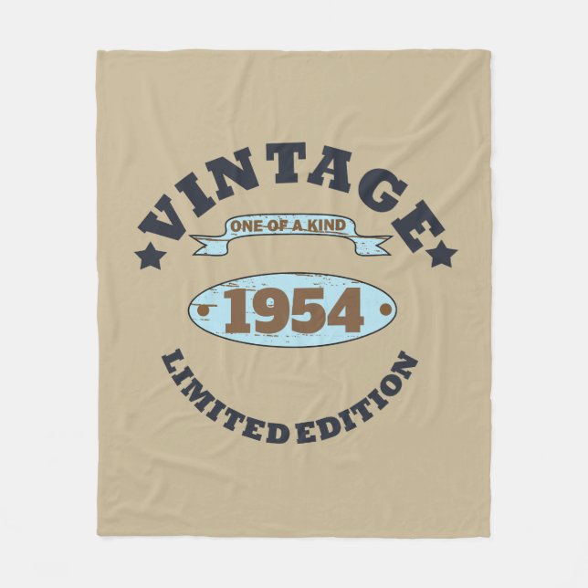 Personalised vintage 70th birthday fleece blanket (Front)