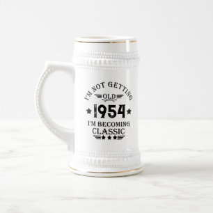 Personalised vintage 70th birthday gift black beer stein