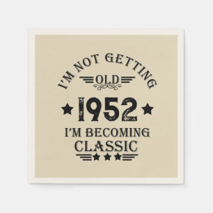 Personalised vintage 70th birthday gift black napkin