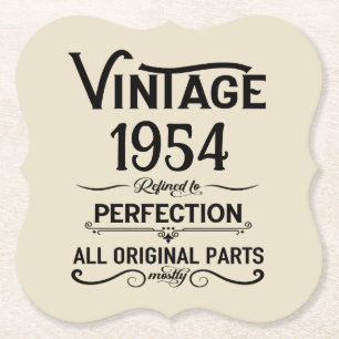 Personalised vintage 70th birthday gifts black paper coaster