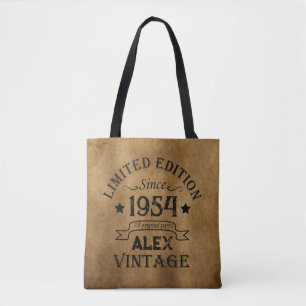 Personalised vintage 70th birthday gifts tote bag