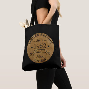 Personalised vintage 70th birthday gifts tote bag