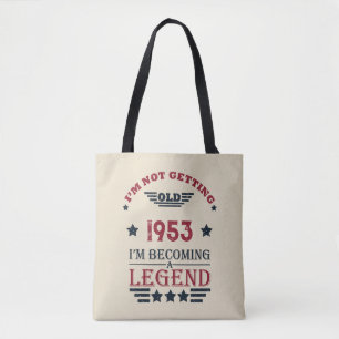Personalised vintage 70th birthday tote bag