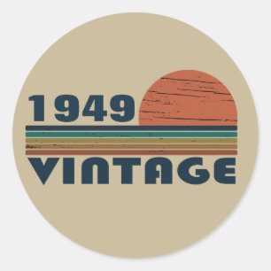 Personalised vintage 75th birthday classic round sticker