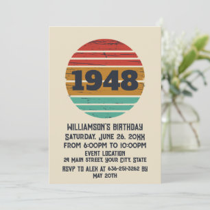 Personalised vintage 75th birthday cocktail party invitation