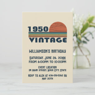 Personalised vintage 75th birthday cocktail party invitation