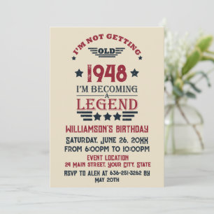 Personalised vintage 75th birthday cocktail party invitation