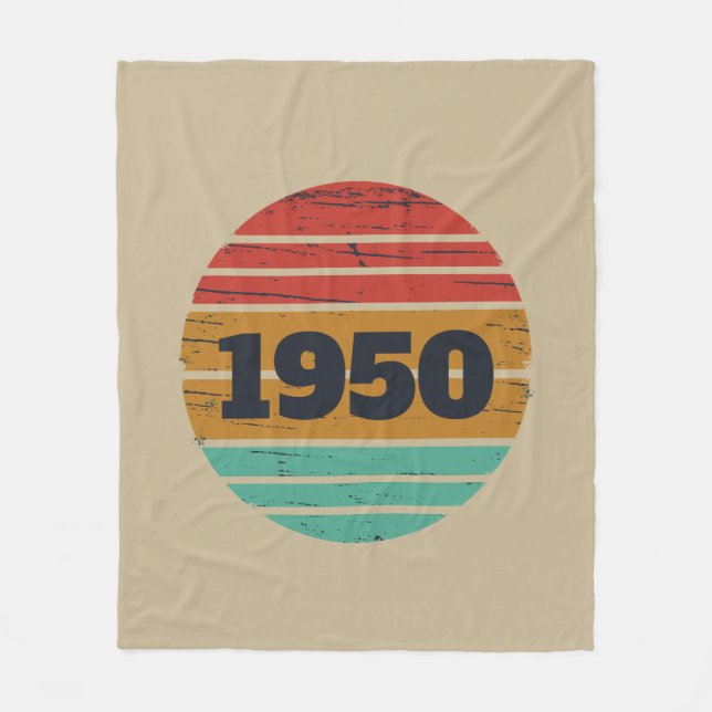 Personalised vintage 75th birthday fleece blanket (Front)