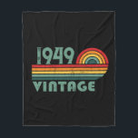 Personalised vintage 75th birthday fleece blanket<br><div class="desc">Add some originality to your wardrobe with this vintage birthday graphic design featuring awesome typography font lettering. It's a great gift idea for men,  women,  husbands,  wives,  grandma,  and grandpa who will love this one-of-a-kind artwork. Perfect for a fun holiday present at your birthday party.</div>