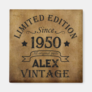 Personalised vintage 75th birthday gifts magnet