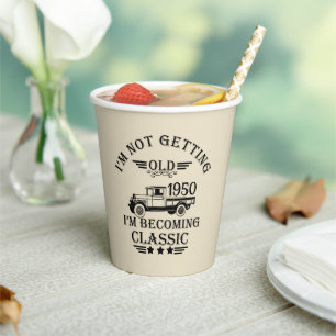 Personalised vintage 75th birthday paper cups
