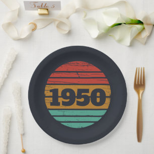 Personalised vintage 75th birthday paper plate