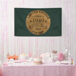 Personalised vintage 75th birthday party banner