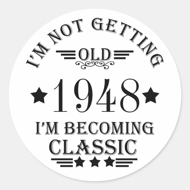 Personalised vintage 75th birthday party classic round sticker (Front)