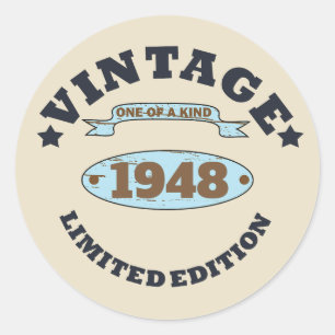Personalised vintage 75th birthday party classic round sticker