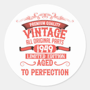 Personalised vintage 75th birthday party classic round sticker