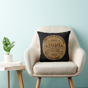 Personalised vintage 75th birthday party cushion