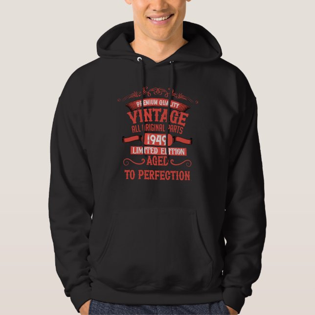 Personalised vintage 75th birthday party hoodie (Front)