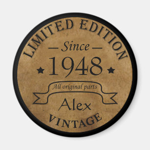Personalised vintage 75th birthday party magnet