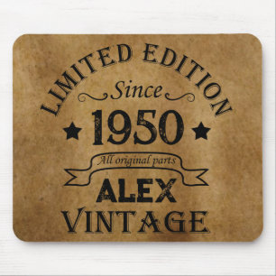 Personalised vintage 75th birthday party mouse pad