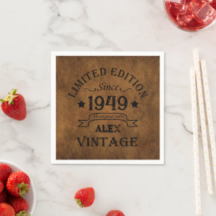 Personalised vintage 75th birthday party napkin