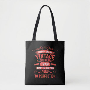 Personalised vintage 75th birthday party tote bag