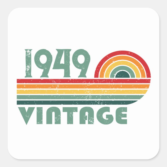 Personalised vintage 75th birthday square sticker (Front)