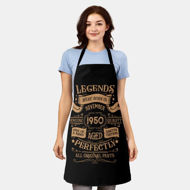 Personalised vintage 75th birthday whiskey themed apron (Worn)