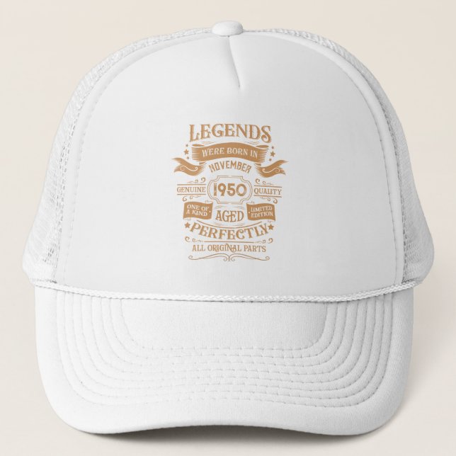 Personalised vintage 75th birthday whiskey themed trucker hat (Front)