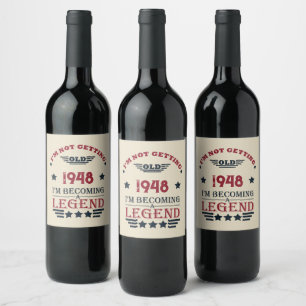 Personalised vintage 75th birthday wine label