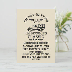 Personalised vintage 80th birthday cocktail party invitation